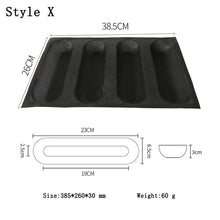 Load image into Gallery viewer, Meibum Round Bread Baguette Eclair Hamburger Baking Mold Long Loaf Cookie Bun Glass Fiber Silicone Mould Non Stick Bake Tray
