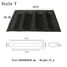 Load image into Gallery viewer, Meibum Round Bread Baguette Eclair Hamburger Baking Mold Long Loaf Cookie Bun Glass Fiber Silicone Mould Non Stick Bake Tray
