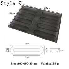 Load image into Gallery viewer, Meibum Round Bread Baguette Eclair Hamburger Baking Mold Long Loaf Cookie Bun Glass Fiber Silicone Mould Non Stick Bake Tray
