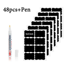 Load image into Gallery viewer, 48Pcs/Set Waterproof Chalkboard Kitchen Spice Label Stickers Home Jars Bottles Tags Blackboard Labels Stickers With Marker Pen
