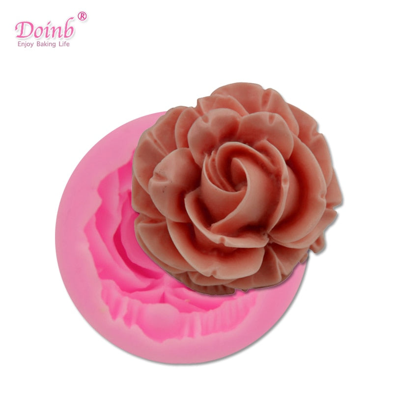 Bloom Rose Silicone Cake Mold 3D Flower Fondant Mold Cupcake Jelly Candy Chocolate Decoration Baking Tool Moulds FQ2825