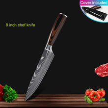 Load image into Gallery viewer, Kitchen knives Set Professional Chef Knives Japanese 7CR17 440C High Carbon Stainless Steel Imitation Damascus Pattern Knife Set
