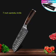 Load image into Gallery viewer, Kitchen knives Set Professional Chef Knives Japanese 7CR17 440C High Carbon Stainless Steel Imitation Damascus Pattern Knife Set
