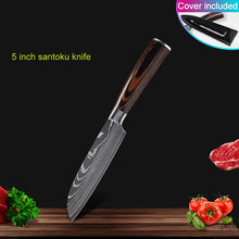 Load image into Gallery viewer, Kitchen knives Set Professional Chef Knives Japanese 7CR17 440C High Carbon Stainless Steel Imitation Damascus Pattern Knife Set
