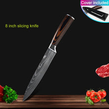 Load image into Gallery viewer, Kitchen knives Set Professional Chef Knives Japanese 7CR17 440C High Carbon Stainless Steel Imitation Damascus Pattern Knife Set
