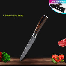 Load image into Gallery viewer, Kitchen knives Set Professional Chef Knives Japanese 7CR17 440C High Carbon Stainless Steel Imitation Damascus Pattern Knife Set
