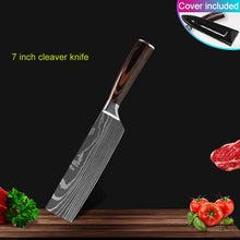 Load image into Gallery viewer, Kitchen knives Set Professional Chef Knives Japanese 7CR17 440C High Carbon Stainless Steel Imitation Damascus Pattern Knife Set
