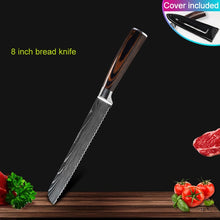 Load image into Gallery viewer, Kitchen knives Set Professional Chef Knives Japanese 7CR17 440C High Carbon Stainless Steel Imitation Damascus Pattern Knife Set
