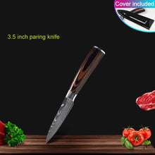 Load image into Gallery viewer, Kitchen knives Set Professional Chef Knives Japanese 7CR17 440C High Carbon Stainless Steel Imitation Damascus Pattern Knife Set
