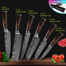 Load image into Gallery viewer, Kitchen knives Set Professional Chef Knives Japanese 7CR17 440C High Carbon Stainless Steel Imitation Damascus Pattern Knife Set
