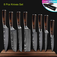 Load image into Gallery viewer, Kitchen knives Set Professional Chef Knives Japanese 7CR17 440C High Carbon Stainless Steel Imitation Damascus Pattern Knife Set
