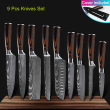 Load image into Gallery viewer, Kitchen knives Set Professional Chef Knives Japanese 7CR17 440C High Carbon Stainless Steel Imitation Damascus Pattern Knife Set
