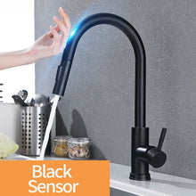 Load image into Gallery viewer, Pull Out Black Sensor Kitchen Faucets Stainless Steel Smart Induction Mixed Tap Touch Control Sink Tap Torneira De Cozinha
