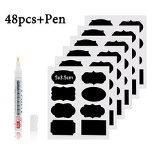 Load image into Gallery viewer, 48Pcs/Set Waterproof Chalkboard Kitchen Spice Label Stickers Home Jars Bottles Tags Blackboard Labels Stickers With Marker Pen
