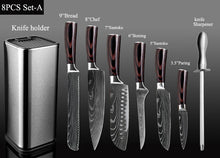 Load image into Gallery viewer, XITUO Kitchen Chef Set Knife Stainless Steel Knife Holder Santoku Utility Cut Cleaver Bread Paring Knives Scissors Cooking Tools
